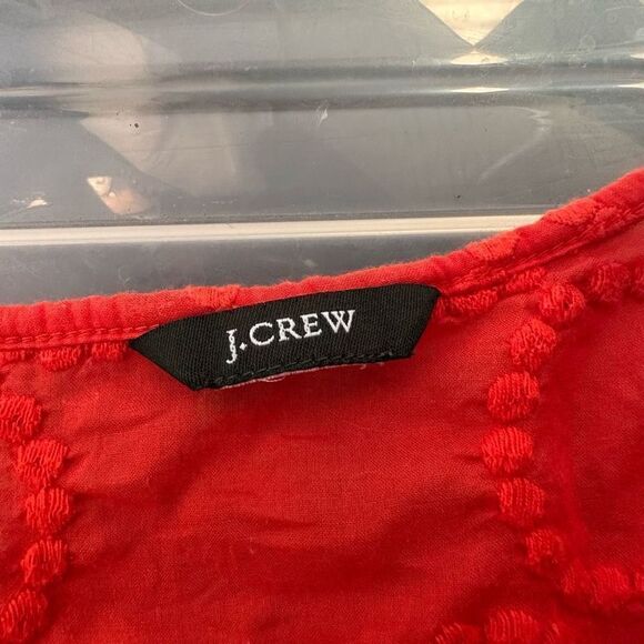 J. Crew Orange Embroidered Flared‎ 3/4 Sleeve Tunic Blouse size Medium - Picture 7 of 9